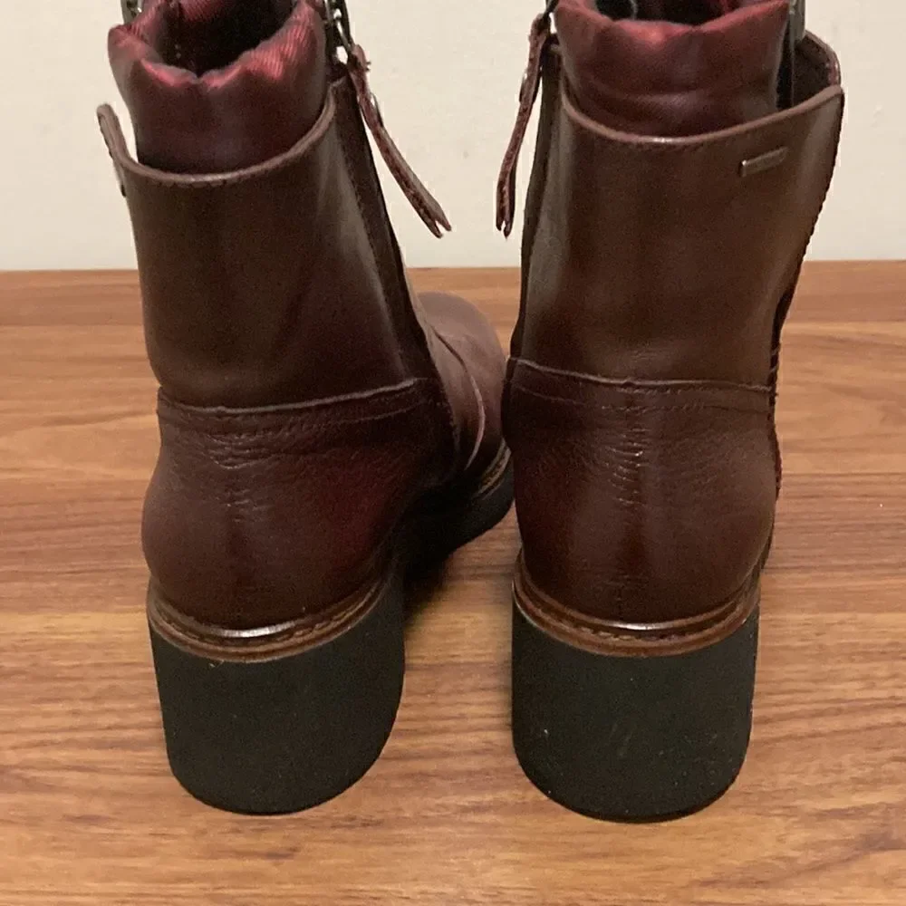 Geox Aminta Amphibiox Waterproof Ankle Boots in Burgundy Leather. Size 35/5.